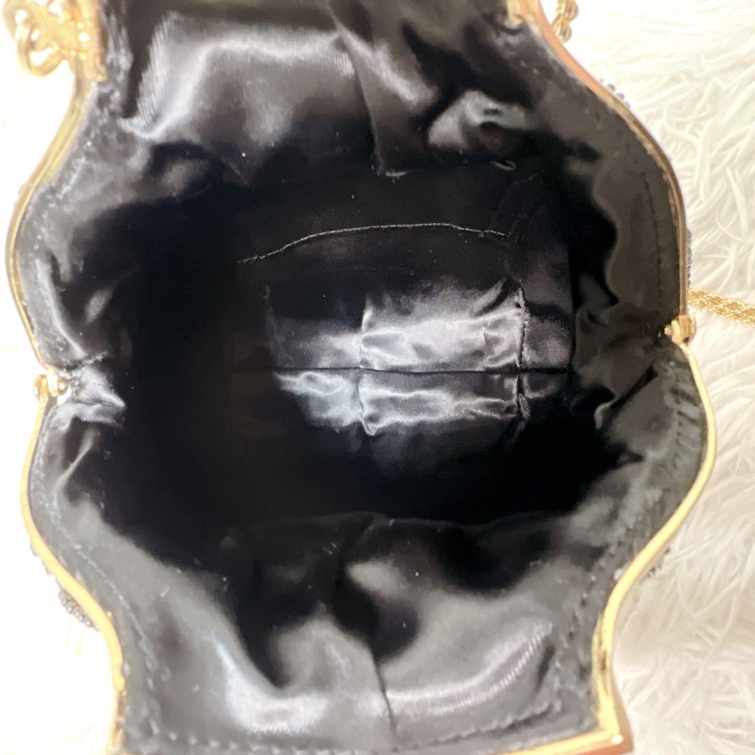 【希少】ルミーはしもと ビーズバッグ パーティーバック ショルダー 黒 ゴールド