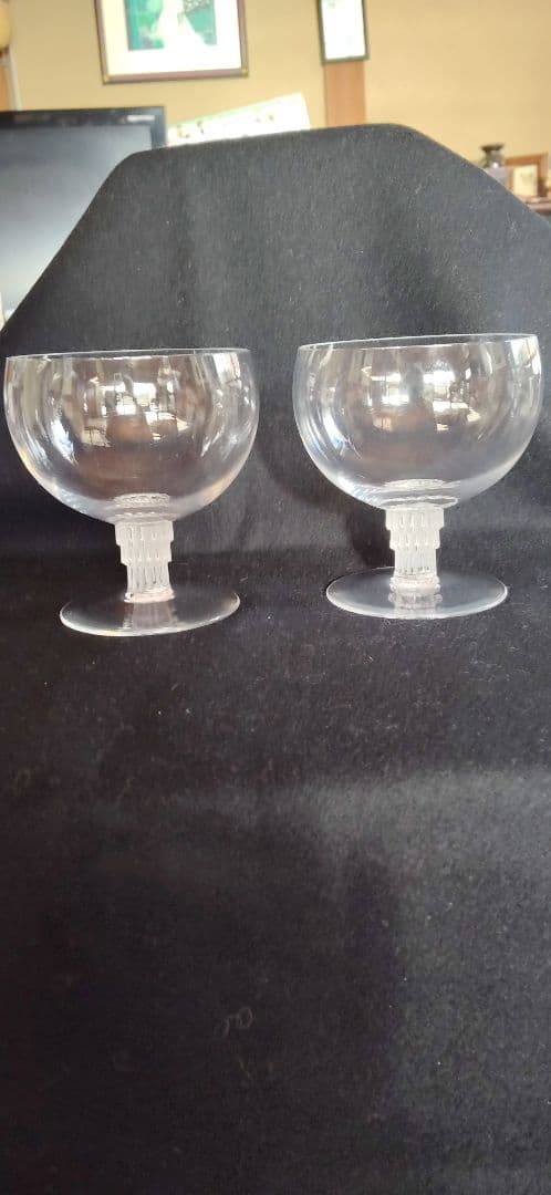 アンティーク　ラリックのブランディーグラス2客