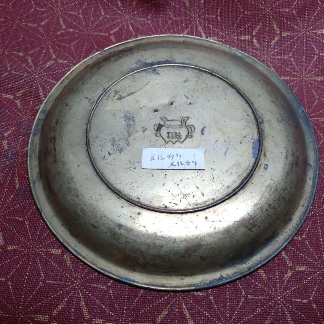 日本美術 金銀象嵌 江戸美人図 絵皿 金属工芸