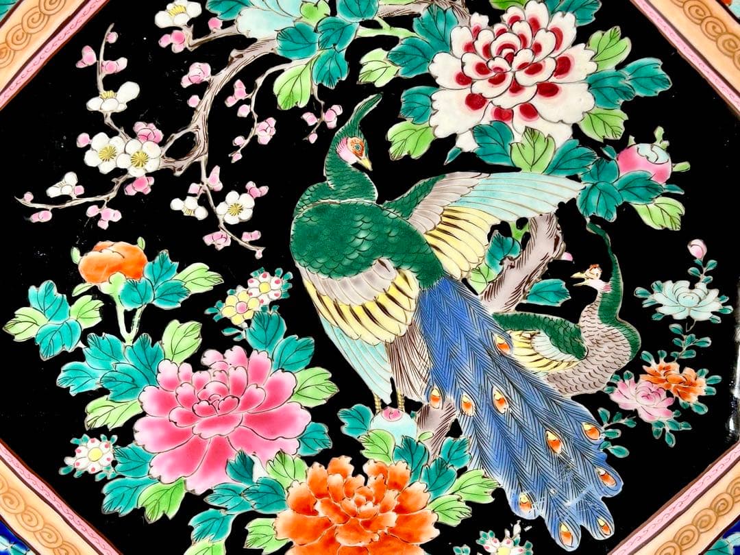 明治の名工 初代晩香 庄村健吉 色絵八角大皿 有田焼 伊万里