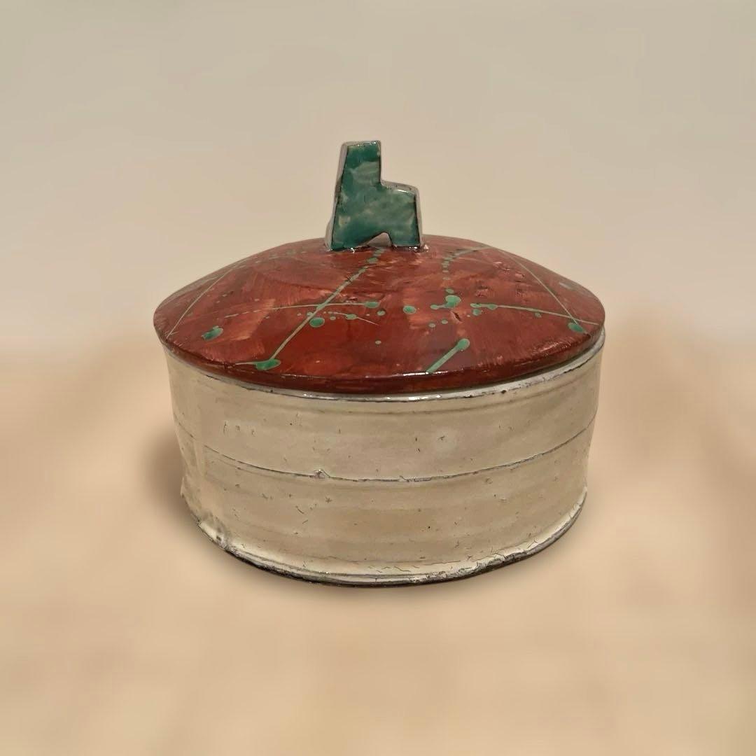 笠間焼　陶芸作家　馬場浩二作　粉引　 蓋物　未使用