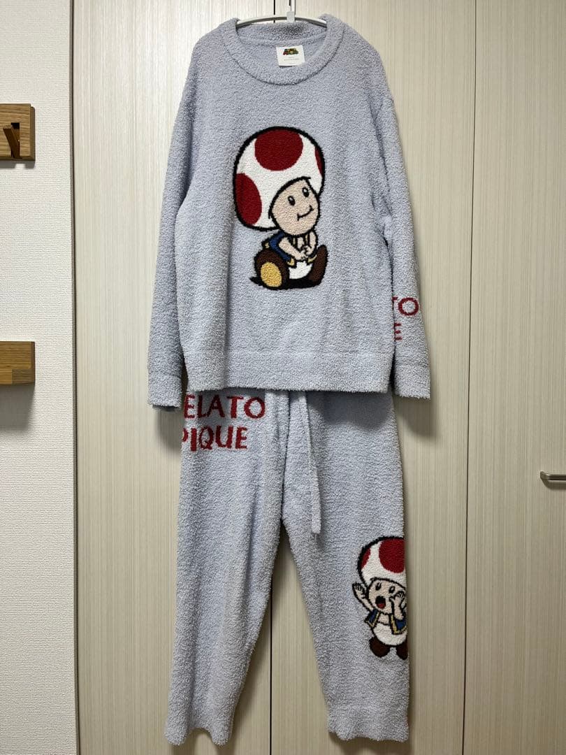 ジェラートピケ マリオ　ジャガードプルオーバー＆ロングパンツセット　キノピオ