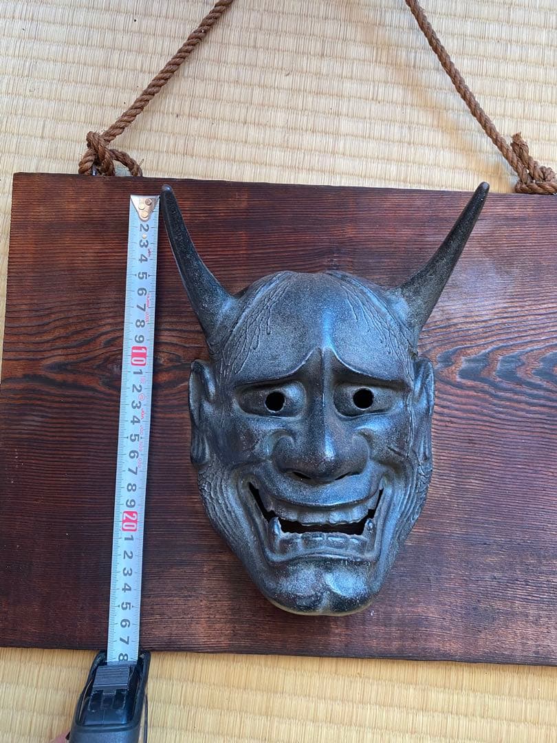 南部鉄器 般若面 壁掛け 木製台座付き 和風インテリア