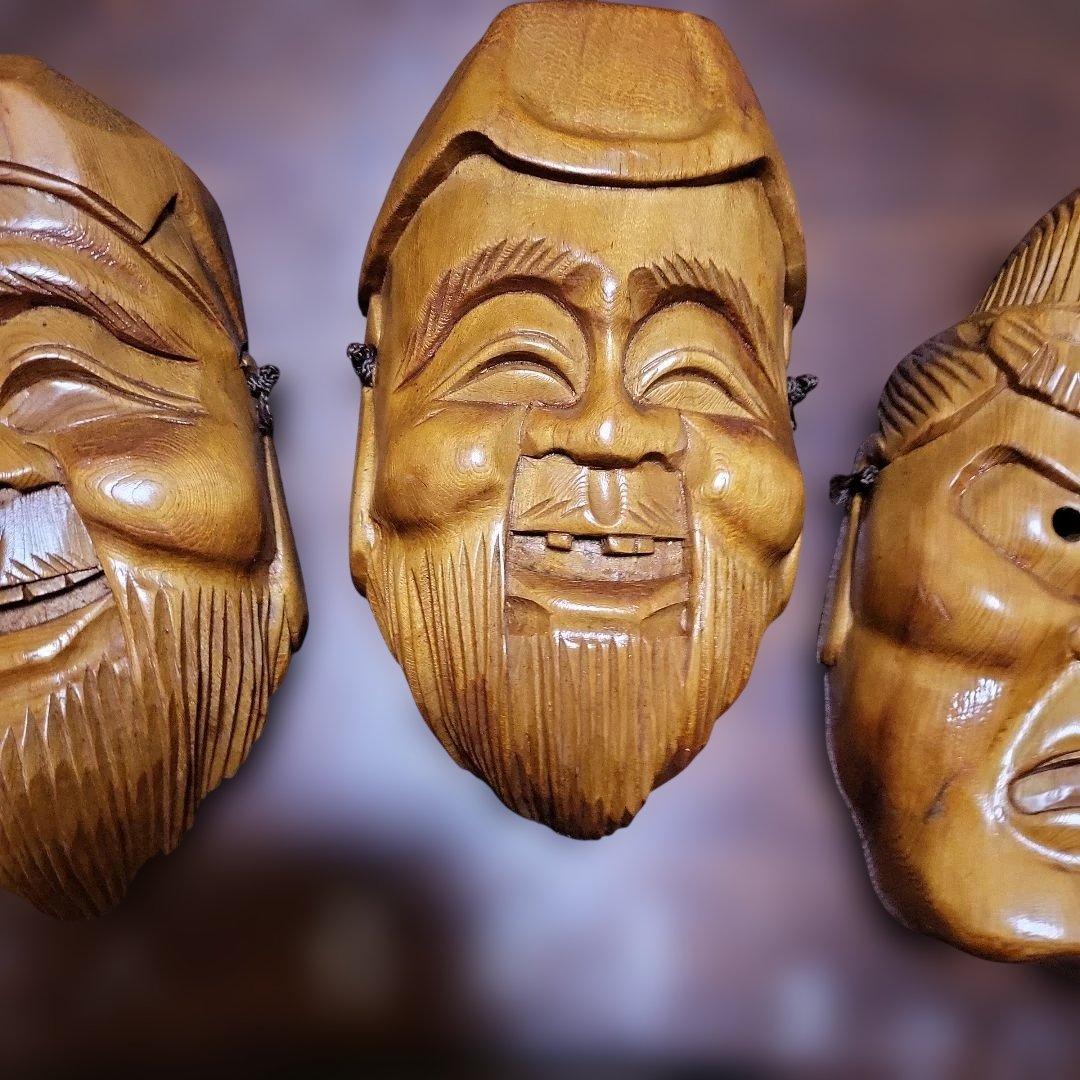 七福神 木製彫刻面