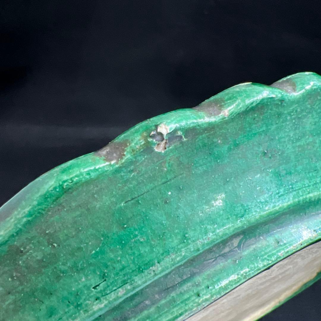 江戸中期　源内焼　椿文中皿　幅約21.5㎝　東Y7-1226☆2Fトコチサ