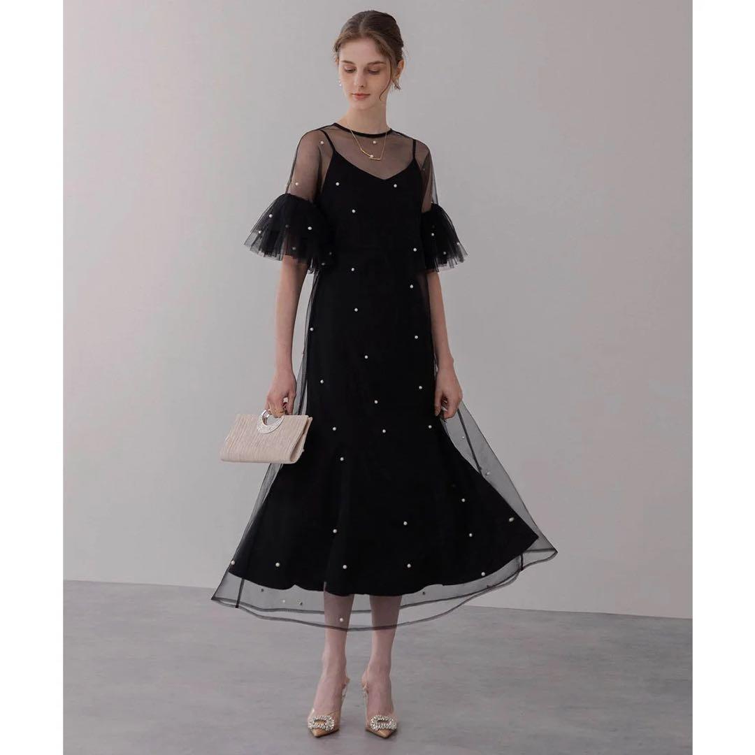 【Leja パールワンピース オケージョンドレス】S