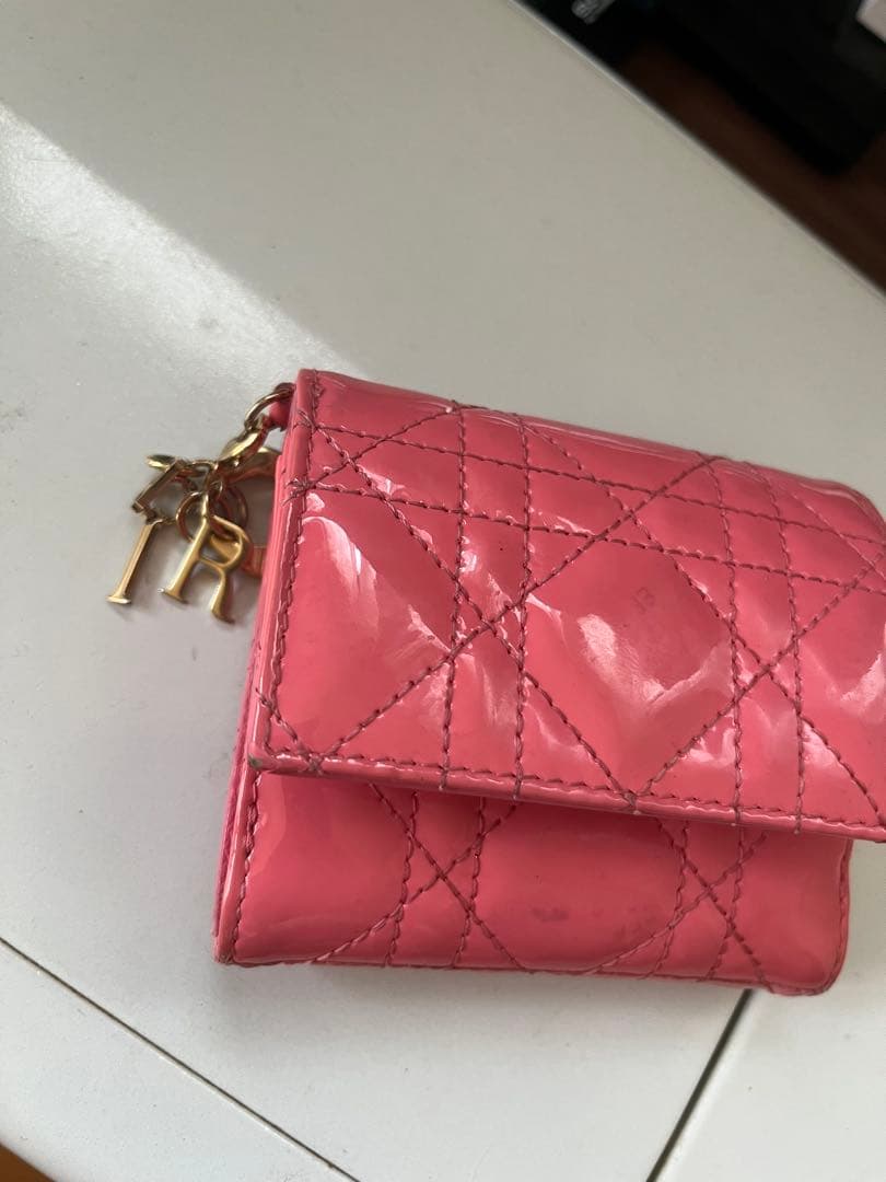 Christian DIOR レディディオール　カナージュ　三つ折り財布