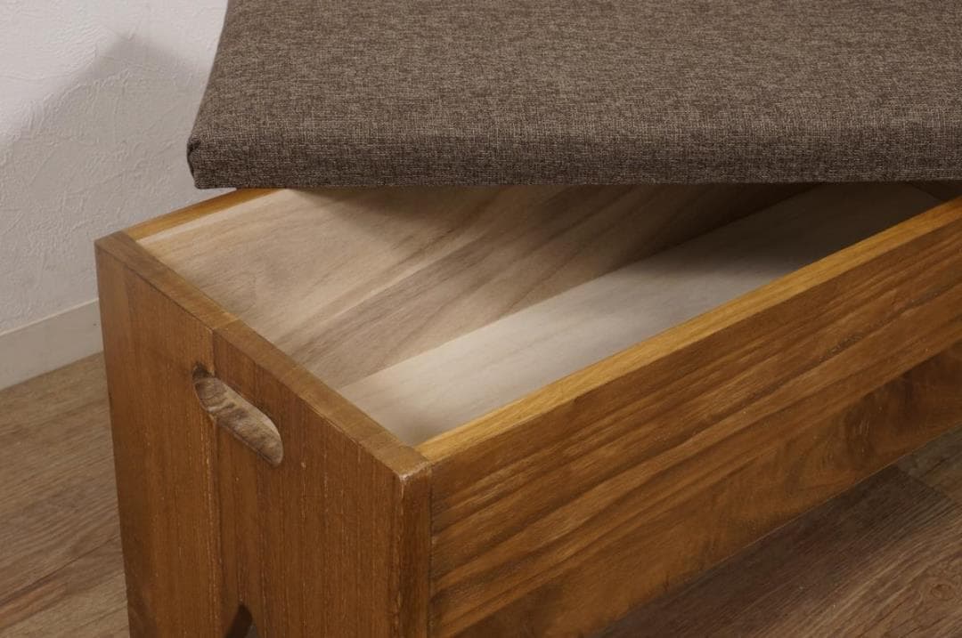 【新品・未使用】　北欧調ベンチチェアー　スツール　椅子 収納庫　幅70cm