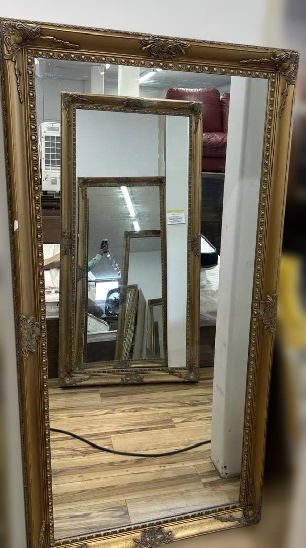 全身鏡 アンティーク調 ミラー 180cm 大型 ヴィンテージ調 ゴールド