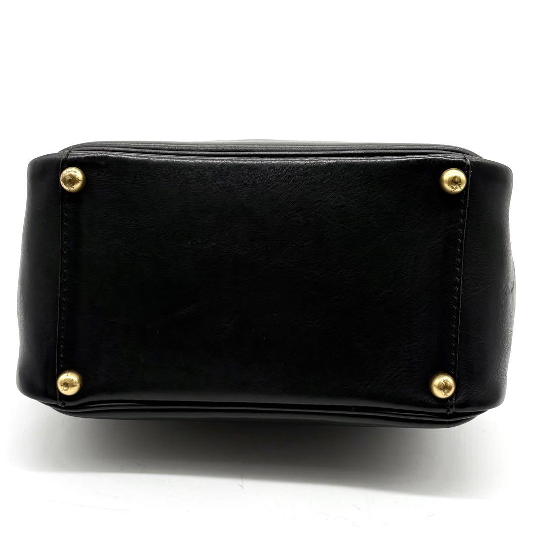 極美品✨ヘルツ オルガン 2way 口枠キューブトート M レザー ブラック