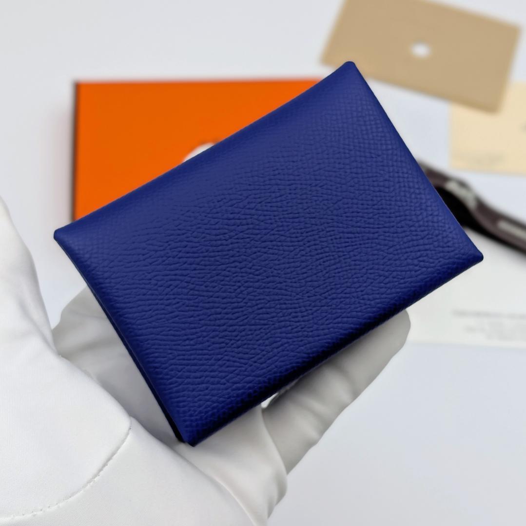 極美品 エルメス カルヴィ デュオ エプソン ケース U刻印 ブルー系