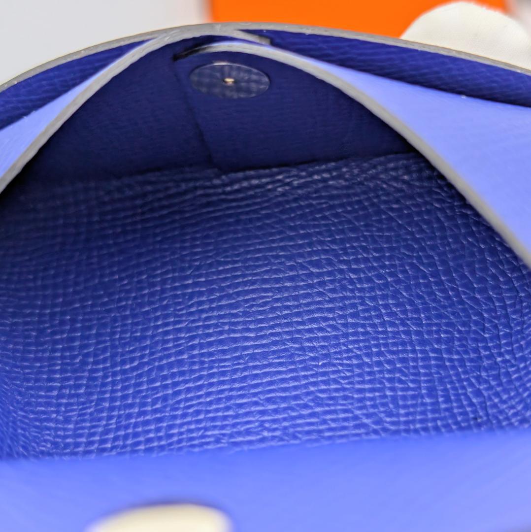 極美品 エルメス カルヴィ デュオ エプソン ケース U刻印 ブルー系