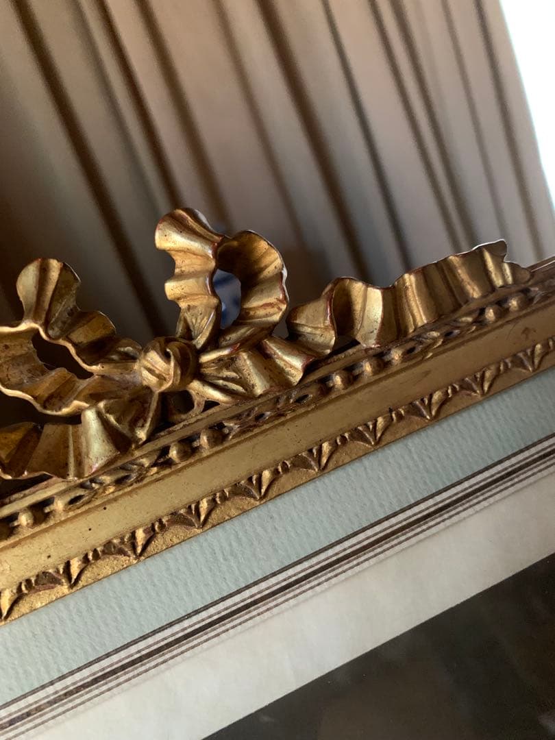 フランスアンティーク　1911年ジュリア・バルテ写真サイン入り豪華額装2点セット