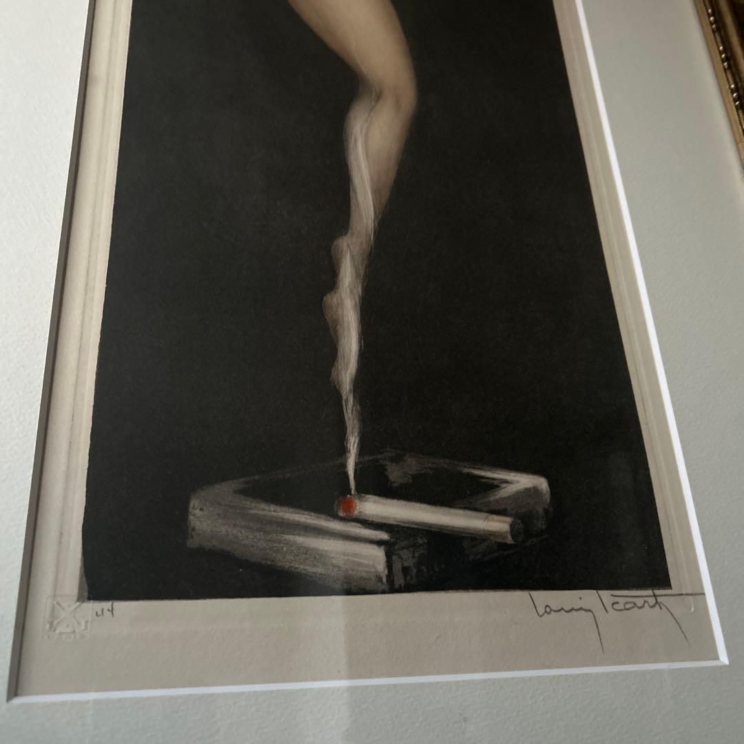 ルイ・イカール　タバコの幻想　エッチング（銅版画）手彩色