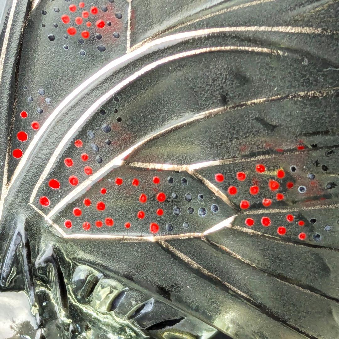 掌の美術 ラリック グレーイッシュ パピヨン蝶 オブジェ 精緻 洗練エナメル彩