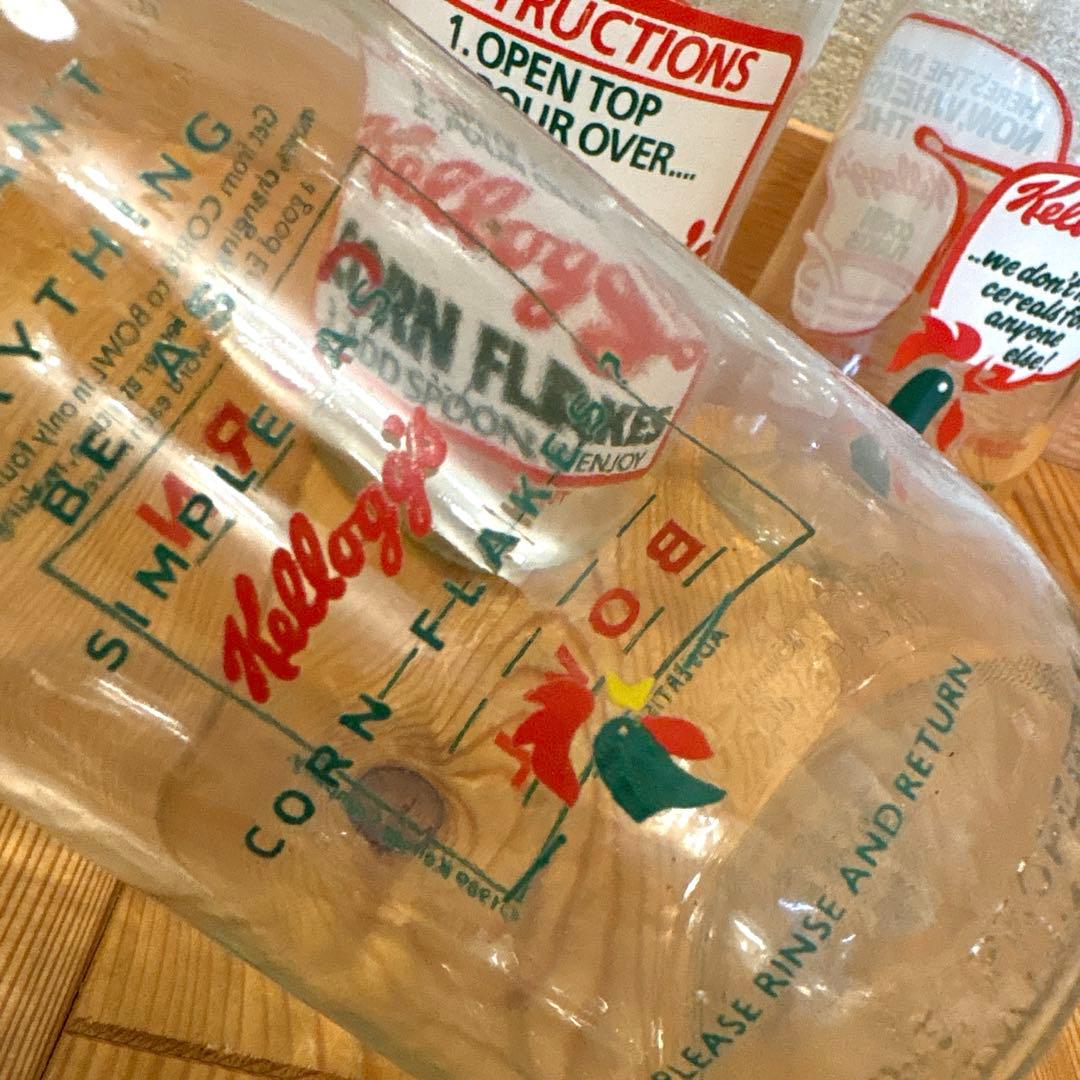 1986-89年　ケロッグシリアル　イギリス　牛乳瓶　3本セット　アメトイ