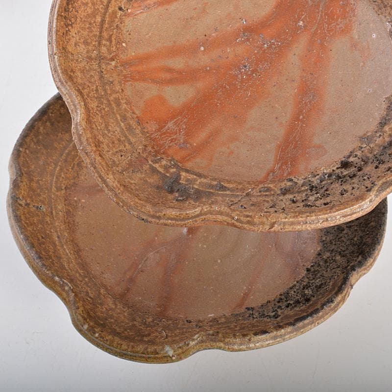 和食器　備前焼　藤原謙（三代藤原楽山）作　銘々皿　五客　共布共箱　M　R7100