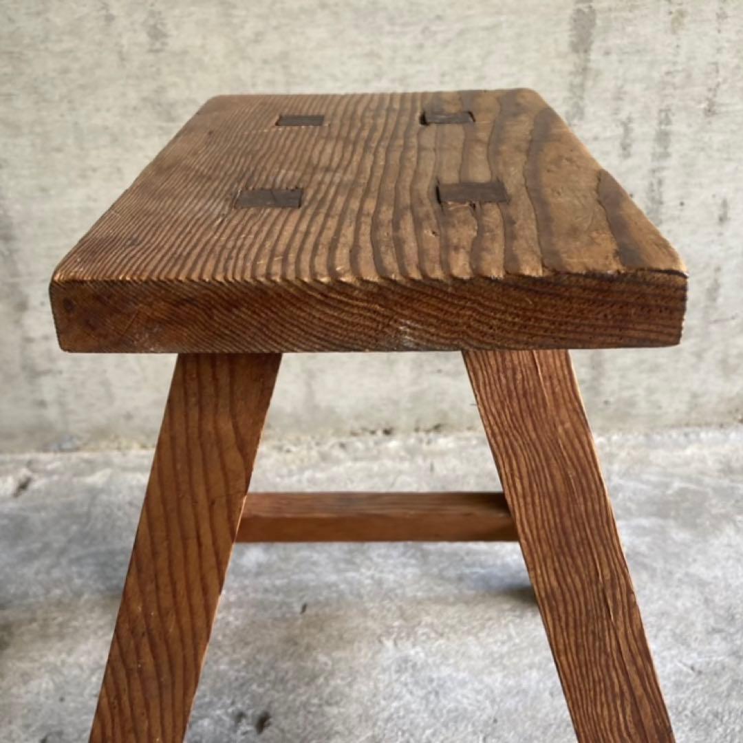 古いスツール チェア 椅子 踏み台 ステップ台 作業椅子 花台 木製 レトロ