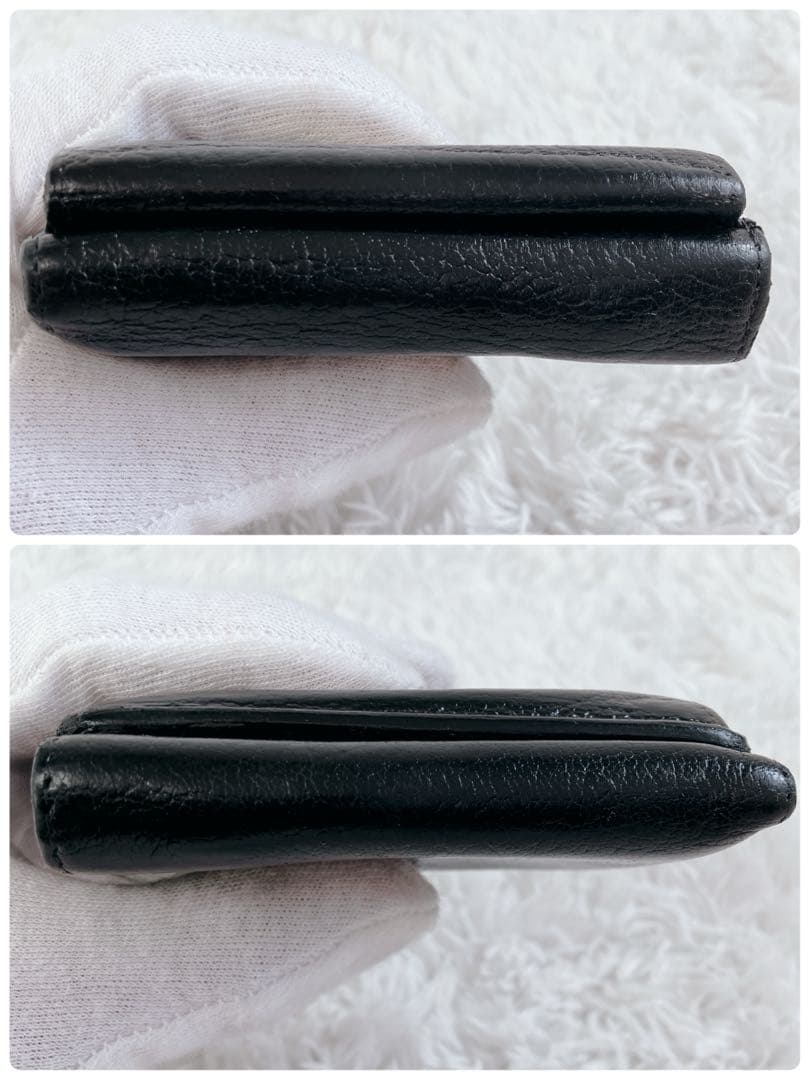 レア色✨ミュウミュウ　3つ折り財布　レザー　5MH020 バイカラー　黒 ピンク