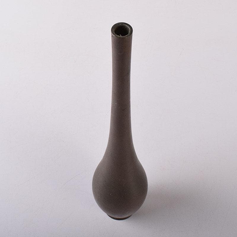 平安　秦蔵六造　古銅　鶴首花入　花瓶　M　R7907