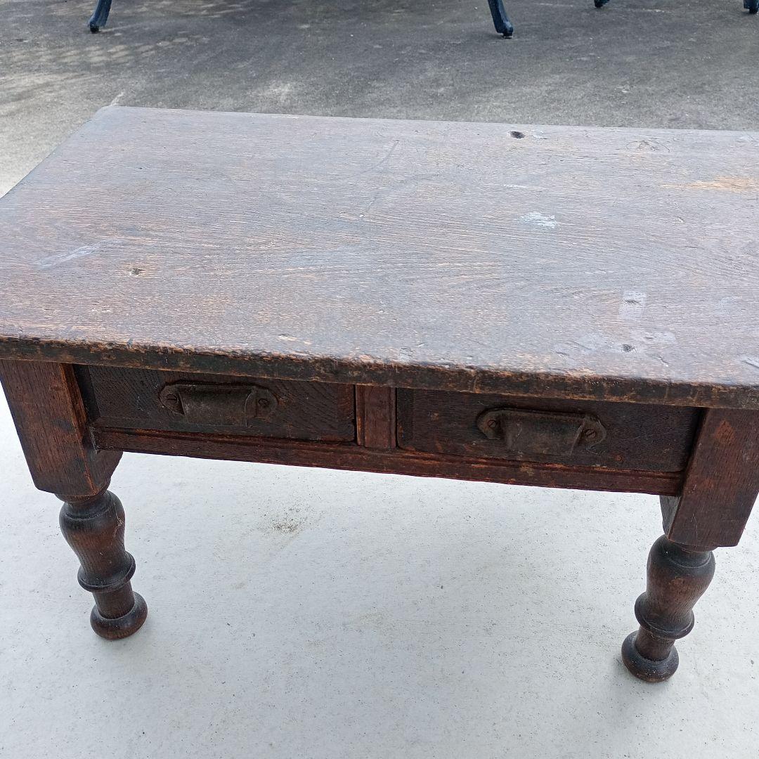 木製 文机 引き出し付き　机　昭和レトロ　古民家