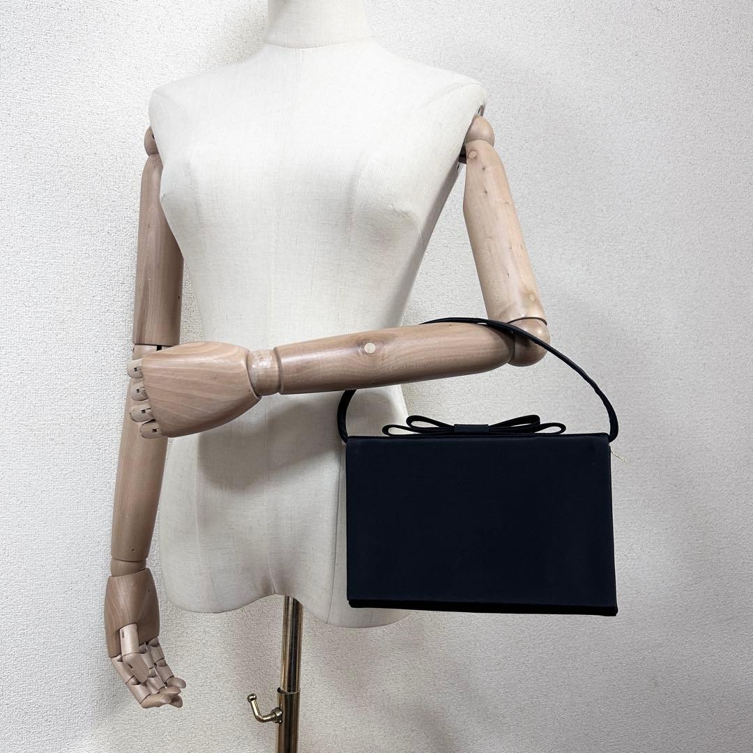 C71 極美品 FOXEY ブラックフォーマル ハンドバッグ 2way 黒