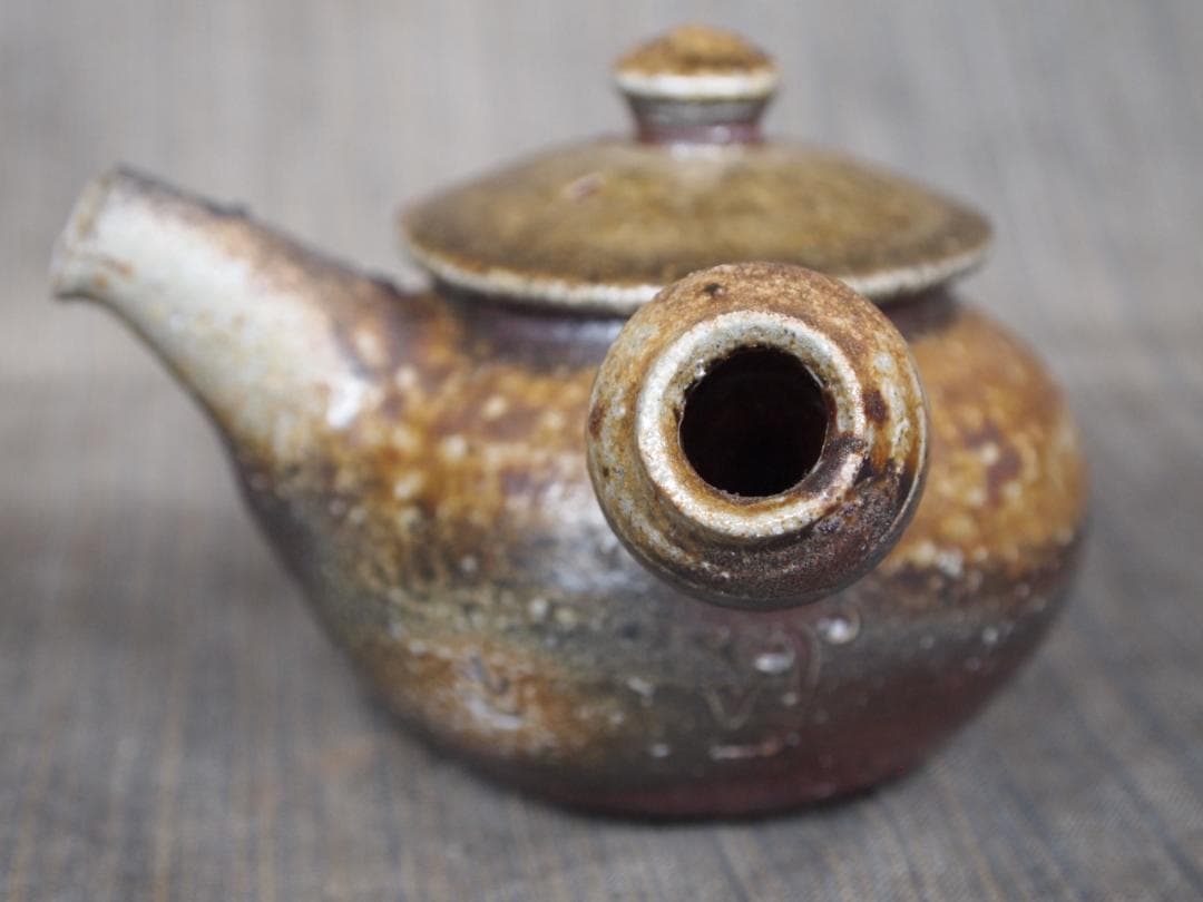 人気作家★竹内靖之【師：山本陶秀】★伊部手【黒】窯変急須