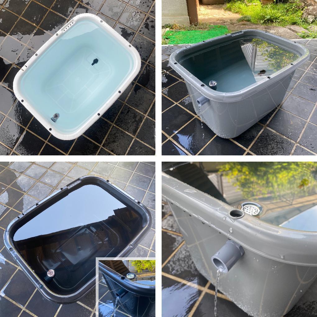 【新仕様】メダカ飼育ケース 56㍑x4個 白黒灰選択可 オーバーフロー加工済