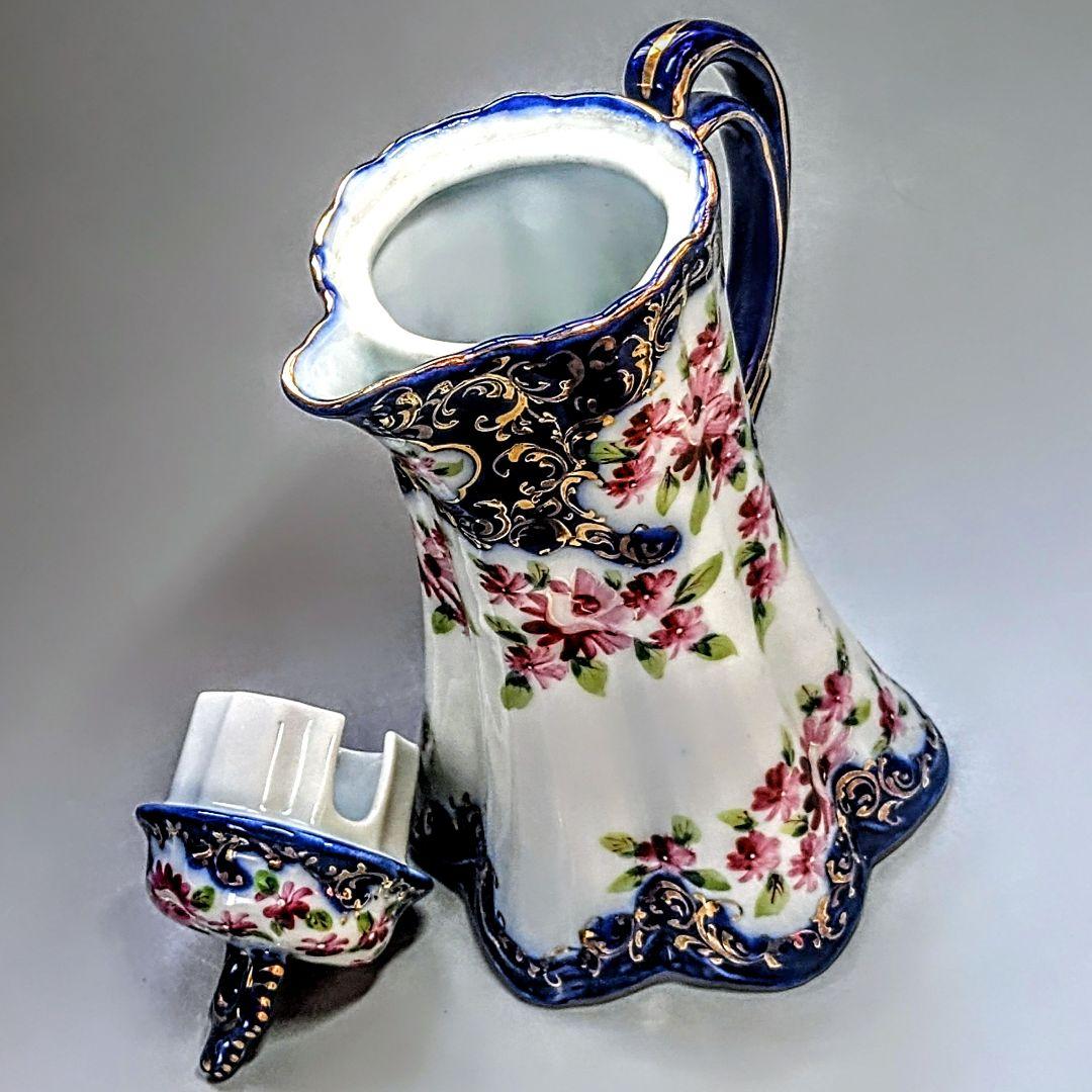 オールドニッポン 明治期 日本陶磁の優美　ティ―ポット　金彩 コバルト 花文