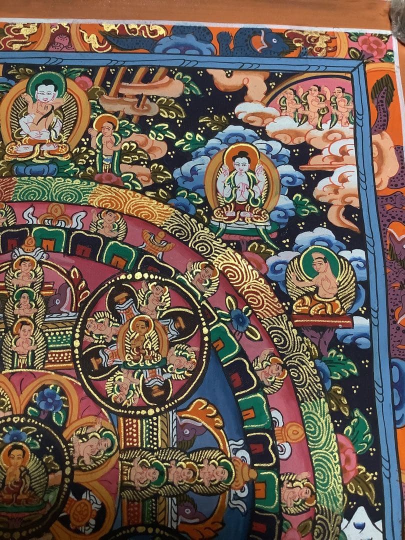 《 チベット密教　新品　1点物 》 手描き　曼荼羅　仏陀　釈迦　仏画　仏教　e3