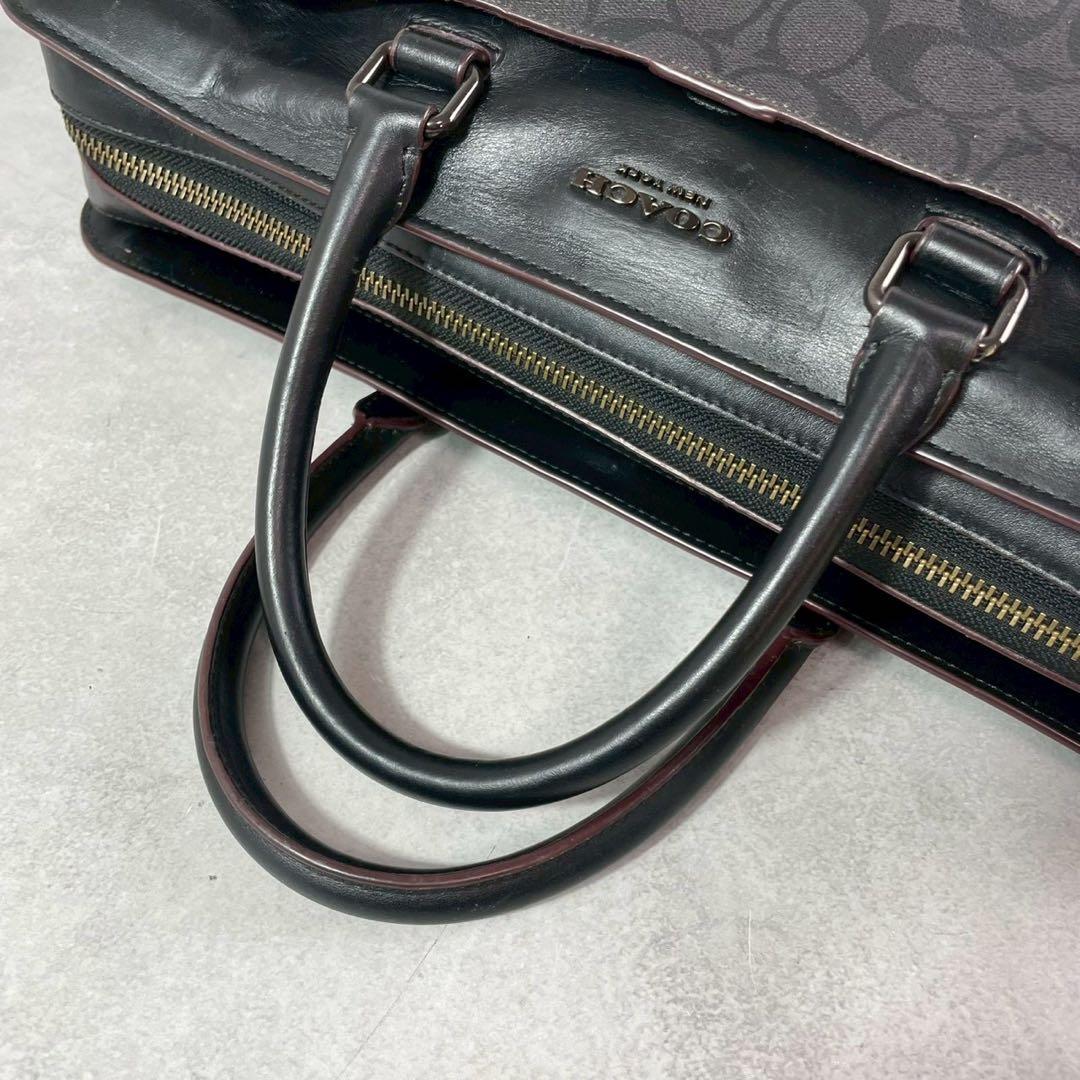 コーチ　2way ビジネスバッグ　シグネチャー PVC レザー　ブラック