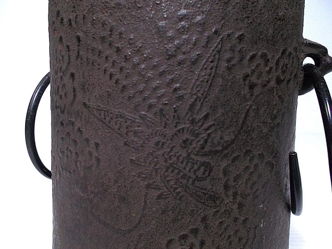 未使用 雲龍釜 筒釜 茶釜 釜環 茶道具 送料込み