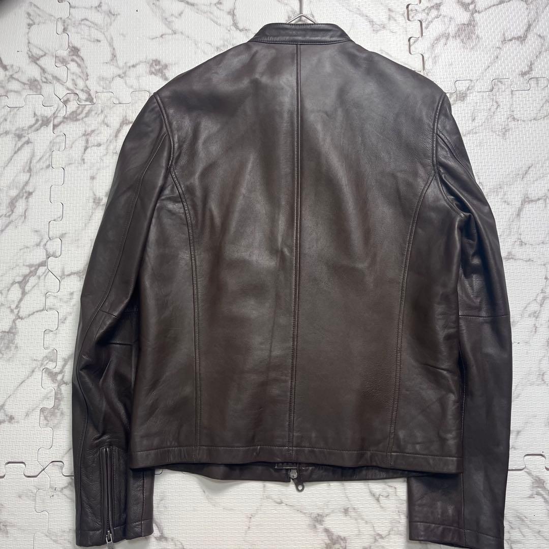 美品✨シップス シングルライダース 羊革 ブラウン 本革 Lsize