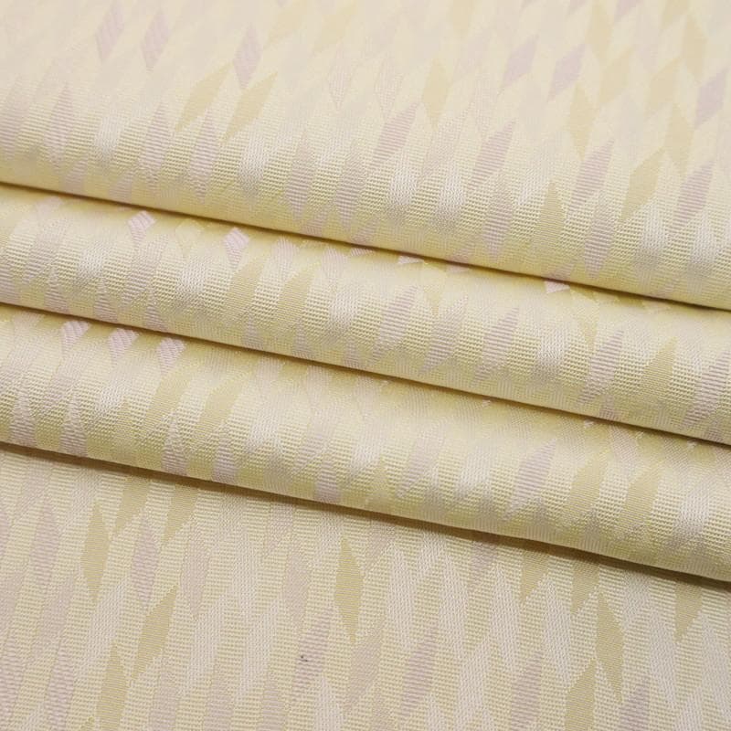 《ちゃ★小さめ■上質お召■細やか矢羽根の織り模様■淡黄色◆TY11-12》