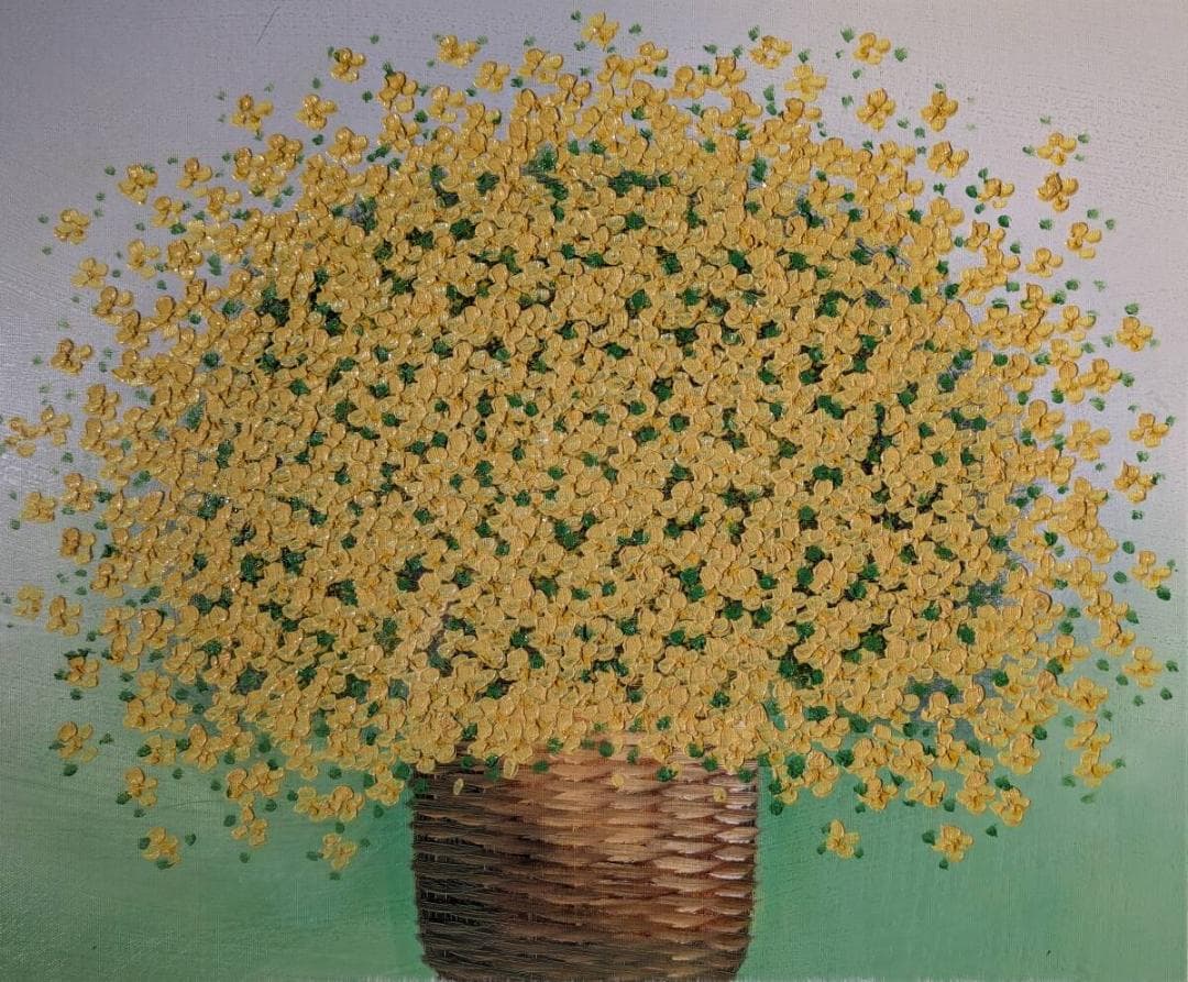 【真作】絵画　作者不詳　サイン有　油彩10号　花　逸品　T182