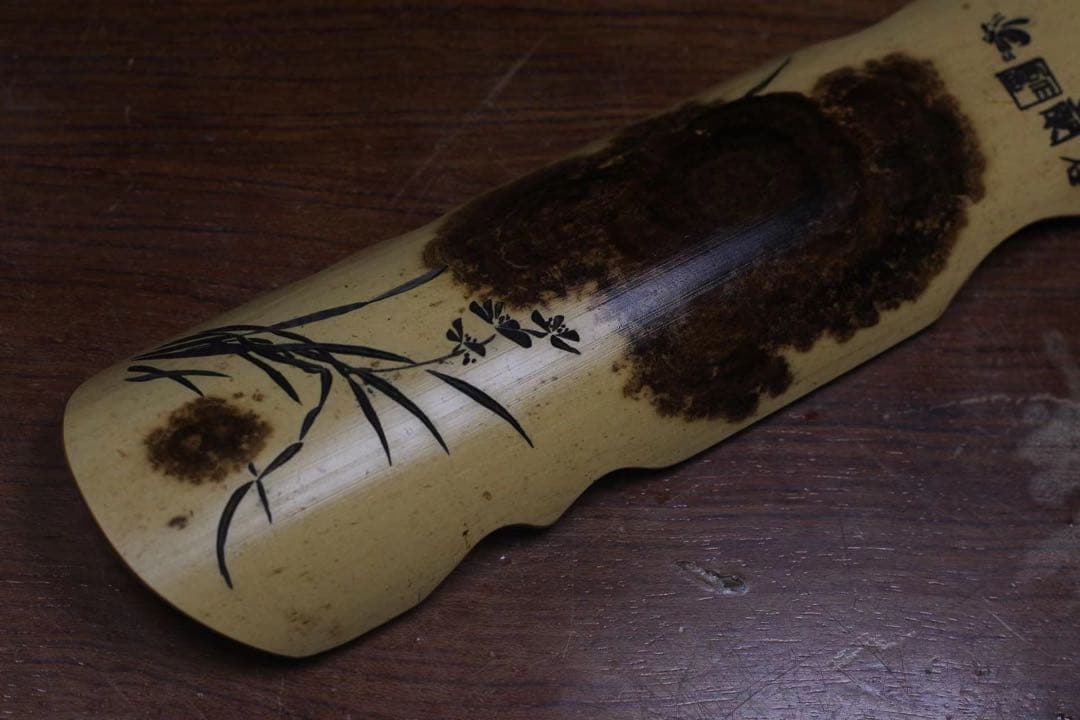 004古琴、茶則、七絃琴、竹、彫刻 茶合 茶道具 煎茶 中国茶、陳情令、魔道祖師