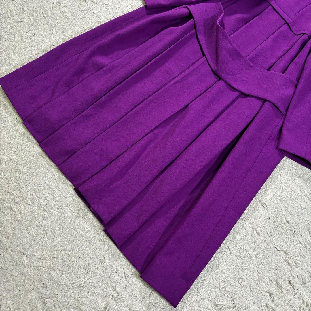 UN3D ノーカラー　プリーツ　フレア　ボタンレス　Aライン　ロングコート