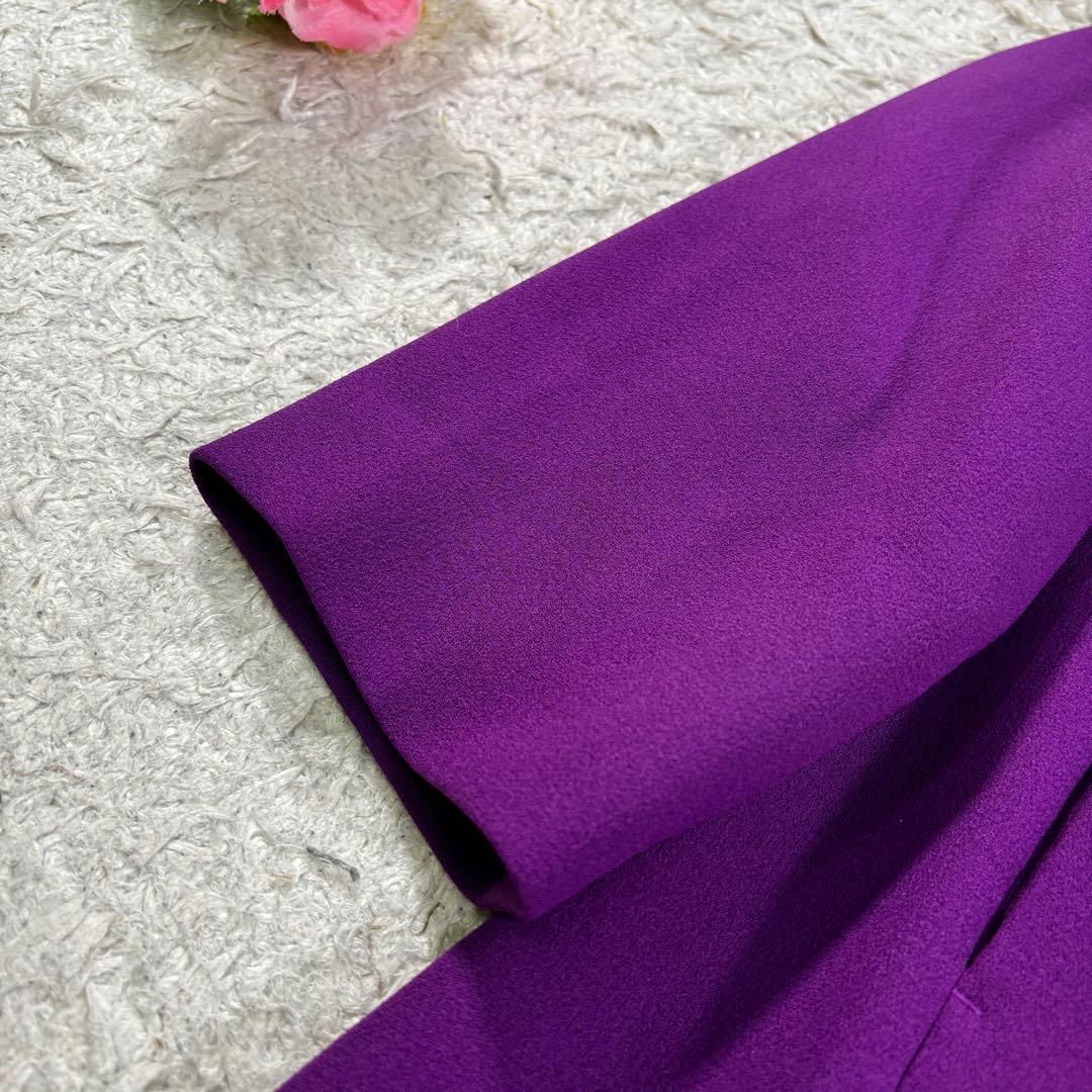 UN3D ノーカラー　プリーツ　フレア　ボタンレス　Aライン　ロングコート