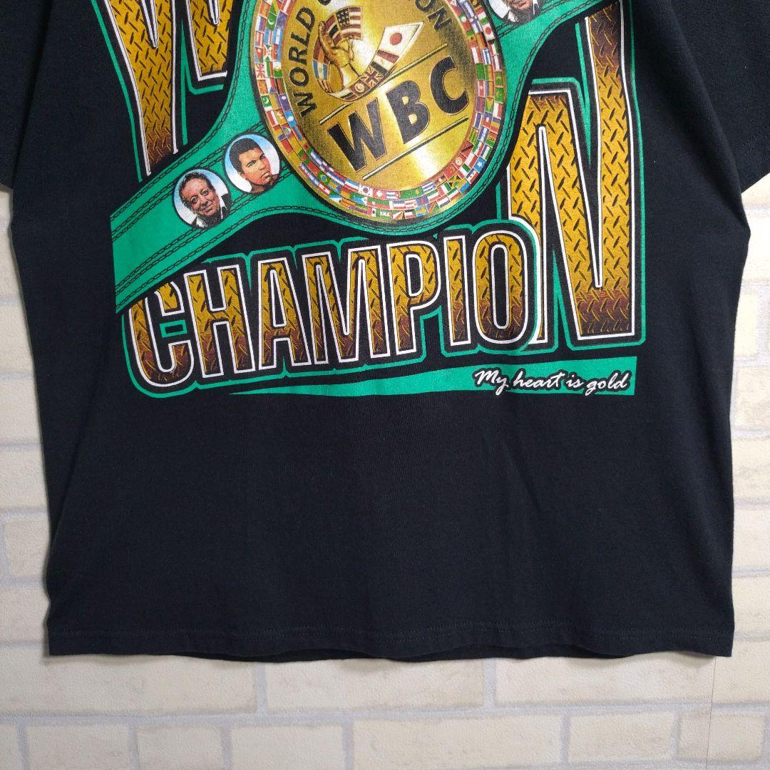 WBC公式★ボクシング チャンピオンベルト 両面プリント 半袖Tシャツ 黒 L