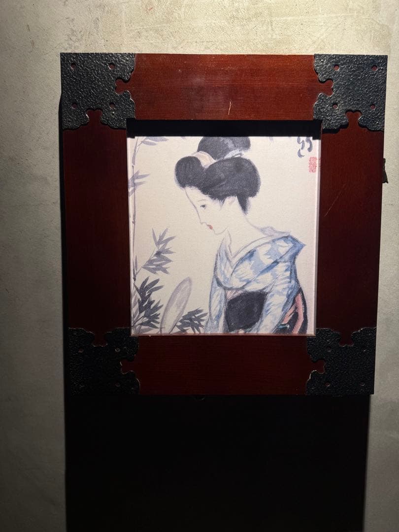 竹久夢二　色紙　木製フレーム