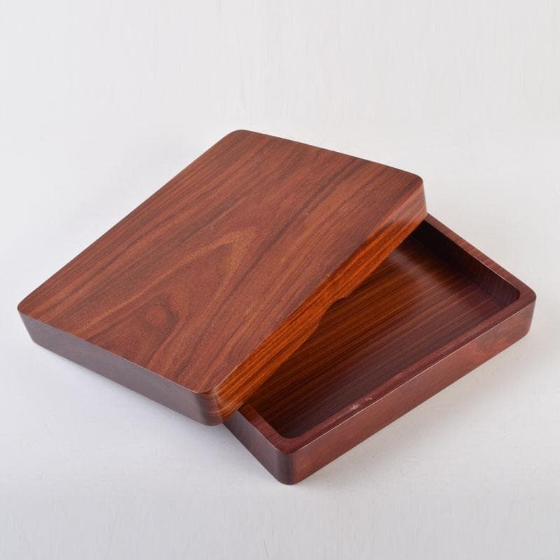 178　書道具　唐木紫檀製　無垢彫　くりぬき　硯箱　C　8734