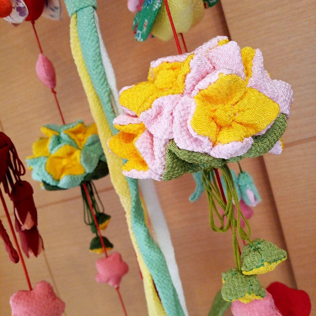ハンドメイド　全長65cm　吊るし飾り　ちりめん　着物　和布　さげもん　大振り