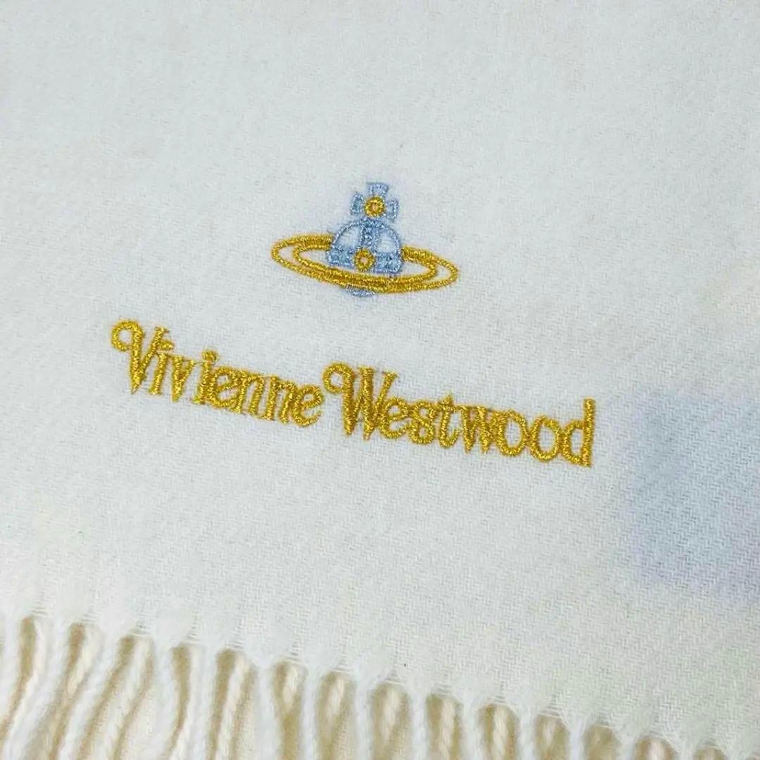 未使用 Vivienne ヴィヴィアン オーヴ 刺繍 ウール マフラー オフ