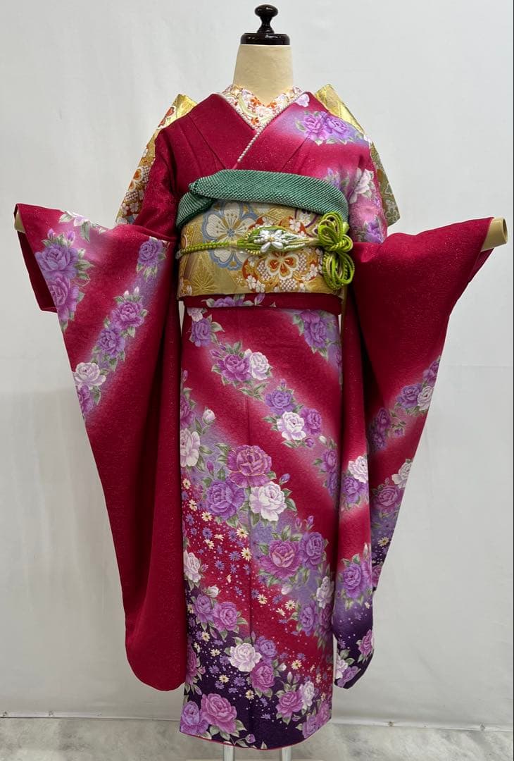 振り袖　フルセット　別誂長襦袢付　成人式　刺繍入り　銀通し　重ね襟付　659