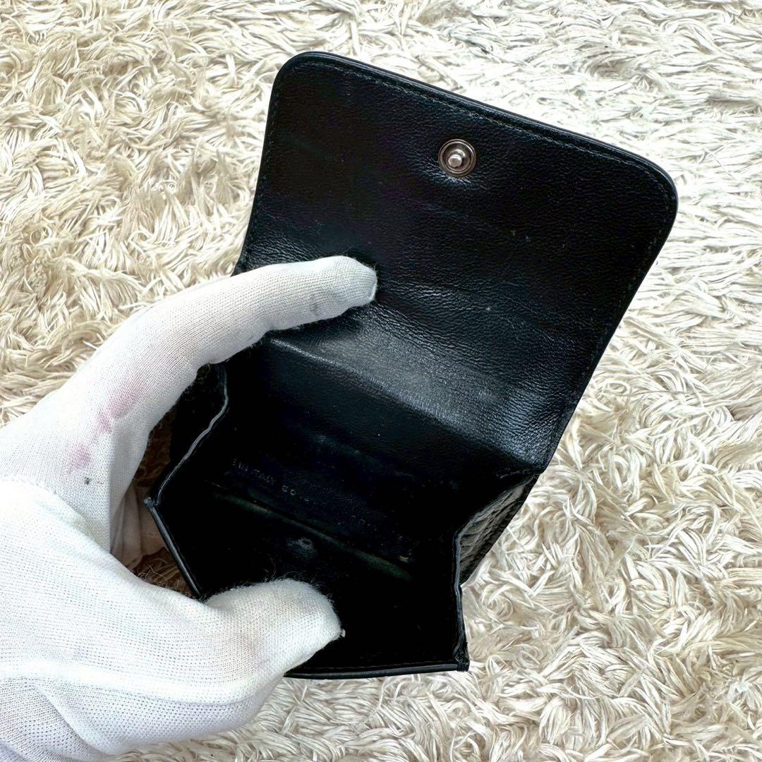 【美品】バレンシアガ 三つ折財布 ブラック クロコ BB ユニセックス