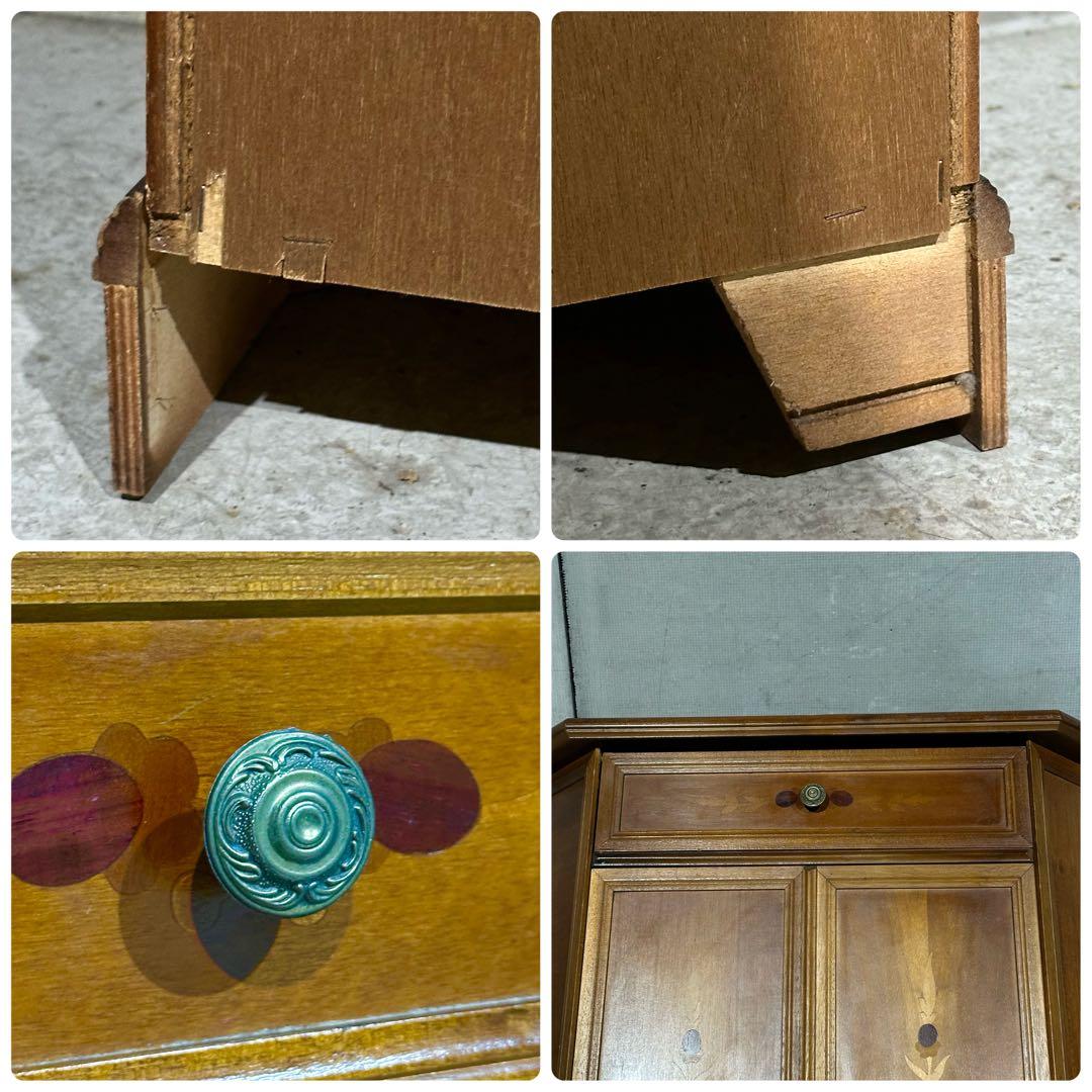 ✦アンティーク調✦象嵌 キャビネット 木製 収納棚 花台 電話台 サイドボード