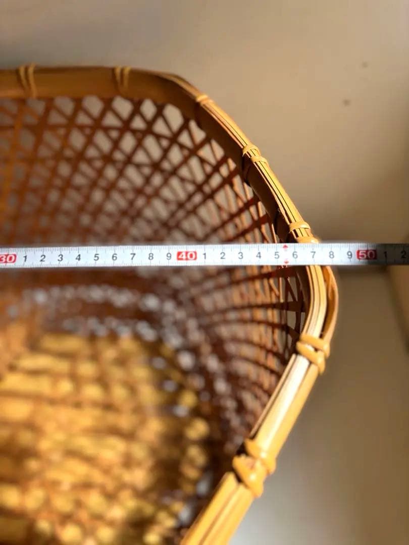 689 民芸 工芸 竹細工 竹かご 六角かご 脱衣カゴ 籠 インテリア 美品