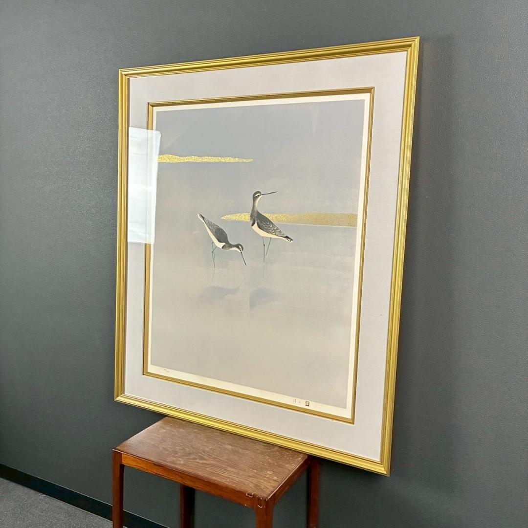 美品 上村淳之「汀」リトグラフ 大作 直筆サイン・印章有 上村松園の孫 花鳥