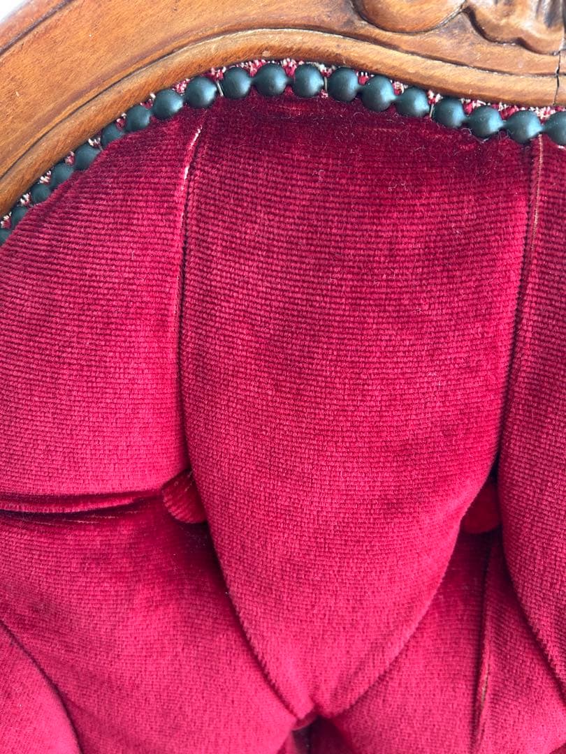 ワインレッド 木製 ソファ 引き出し付き