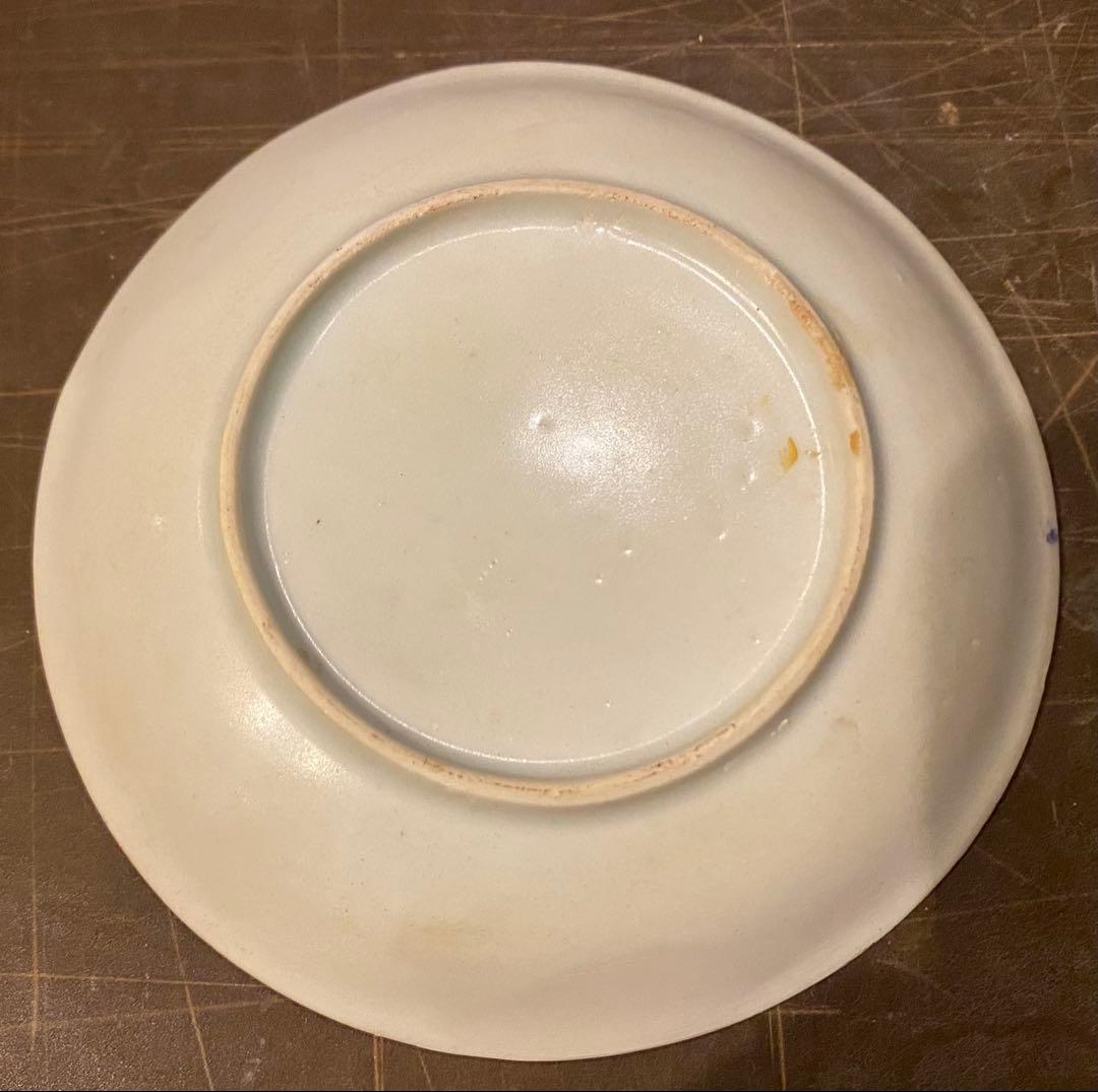 景徳鎮窯　染付絵皿　鑑賞台付 ・沈船品　ヴィンテージ　レア ・台湾茶器